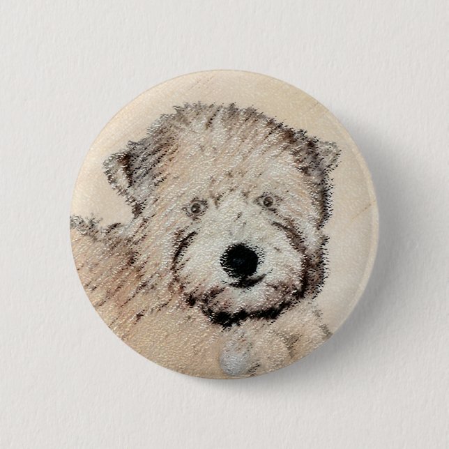 Soft-Coated Wheaten Terrier Puppy Painting Dog Art Button (Front)