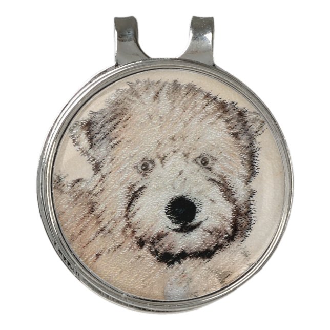 Soft-Coated Wheaten Terrier Puppy Painting Dog Art Golf Hat Clip (Front)