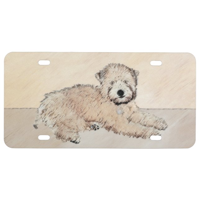 Soft-Coated Wheaten Terrier Puppy Painting Dog Art License Plate (Front)