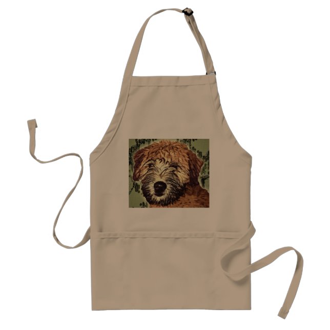 Soft-Coated Wheaten Terrier Puppy with Wet Face Adult Apron (Front)