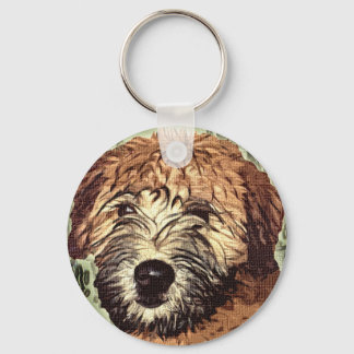 Soft-Coated Wheaten Terrier Puppy with Wet Face Keychain