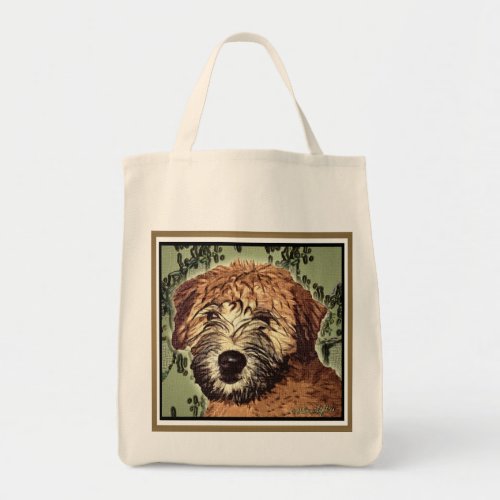 Soft_Coated Wheaten Terrier Puppy with Wet Face Tote Bag