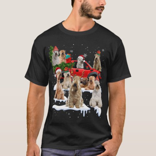 Soft coated Wheaten Terrier Red Truck Christmas Tr T_Shirt