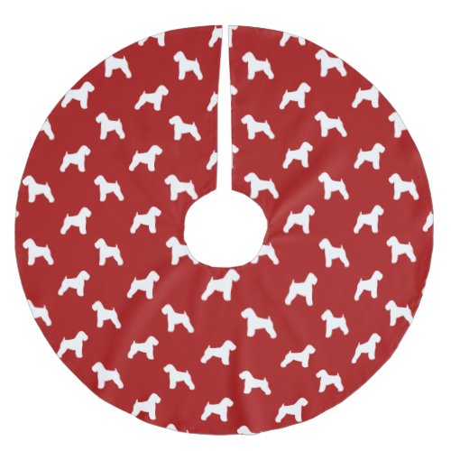 Soft Coated Wheaten Terrier Silhouettes Red Brushed Polyester Tree Skirt