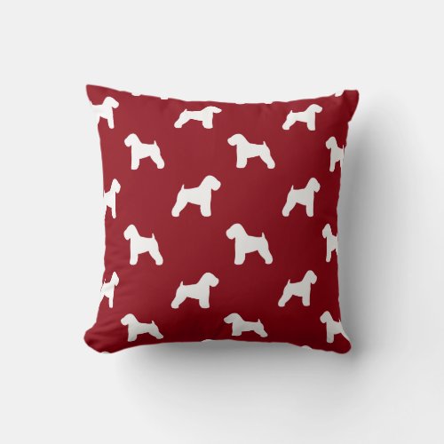 Soft Coated Wheaten Terrier Silhouettes Red Throw Pillow