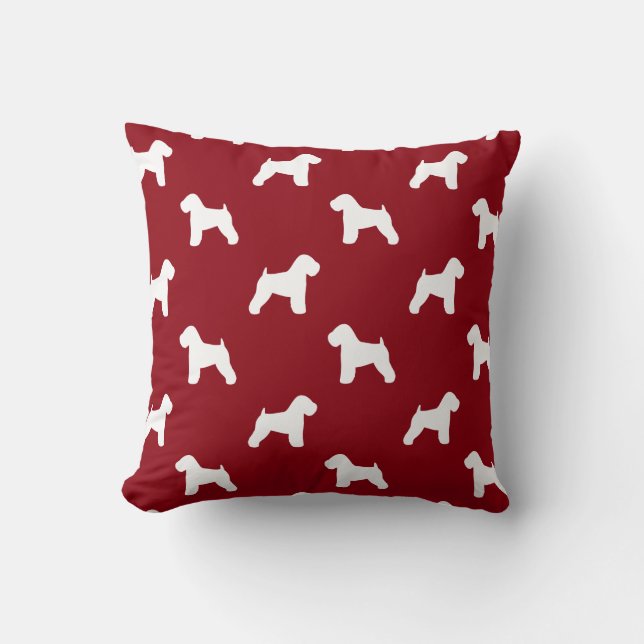 Soft Coated Wheaten Terrier Silhouettes Red Throw Pillow (Front)