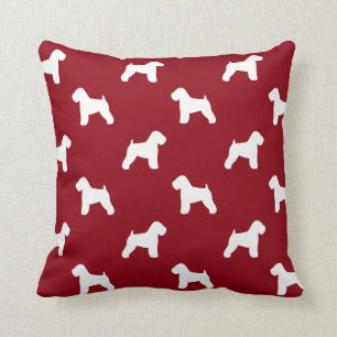 Soft Coated Wheaten Terrier Silhouettes Red Throw Pillow