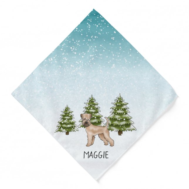 Soft-Coated Wheaten Terrier Snowy Winter Forest Bandana (Front)