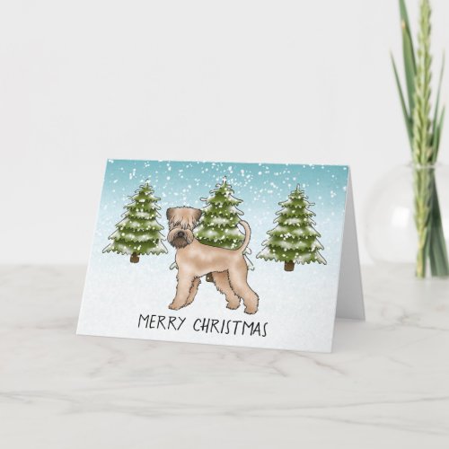 Soft_Coated Wheaten Terrier Snowy Winter Forest Card