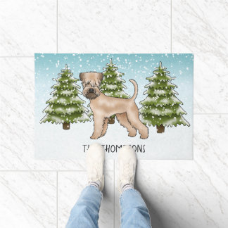 Soft-Coated Wheaten Terrier Snowy Winter Forest Doormat