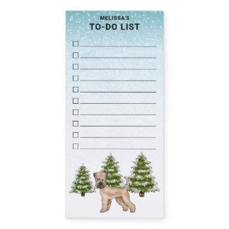 Soft-Coated Wheaten Terrier Snowy Winter Forest Magnetic Notepad