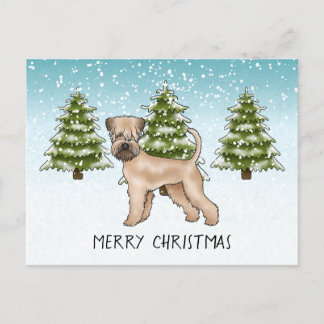 Soft-Coated Wheaten Terrier Snowy Winter Forest Postcard