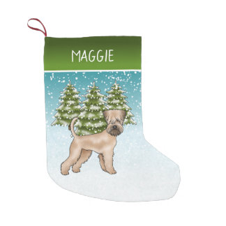 Soft-Coated Wheaten Terrier Snowy Winter Forest Small Christmas Stocking