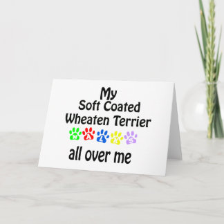 Soft Coated Wheaten Terrier Walks Design Holiday Card
