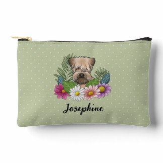 Soft-Coated Wheaten Terrier With Flowers And Name Accessory Pouch