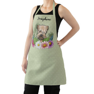 Soft-Coated Wheaten Terrier With Flowers And Name Apron