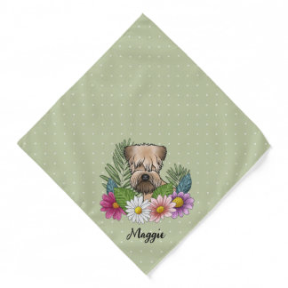 Soft-Coated Wheaten Terrier With Flowers And Name Bandana