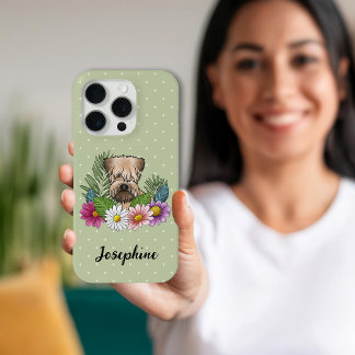 Soft-Coated Wheaten Terrier With Flowers And Name iPhone 15 Pro Case