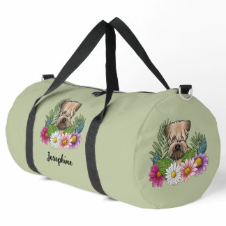 Soft-Coated Wheaten Terrier With Flowers And Name Duffle Bag