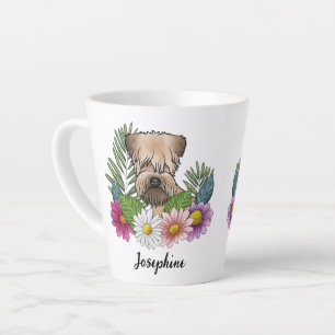 Soft-Coated Wheaten Terrier With Flowers And Name Latte Mug