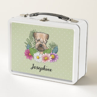 Soft-Coated Wheaten Terrier With Flowers And Name Metal Lunch Box