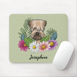 Soft-Coated Wheaten Terrier With Flowers And Name Mouse Pad
