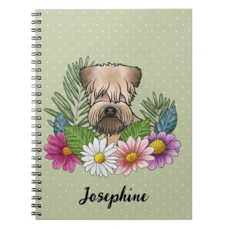 Soft-Coated Wheaten Terrier With Flowers And Name Notebook