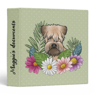 Soft-Coated Wheaten Terrier With Flowers And Text 3 Ring Binder