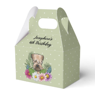 Soft-Coated Wheaten Terrier With Flowers Birthday Favor Boxes