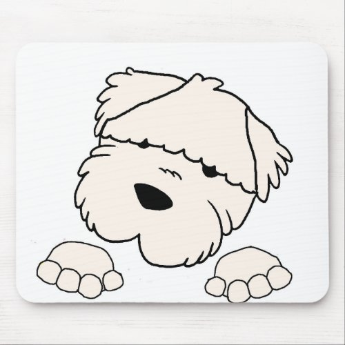 soft coated wheten terrier peeking mouse pad