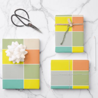Soft Color Checkerboard Wrapping Paper Sheets