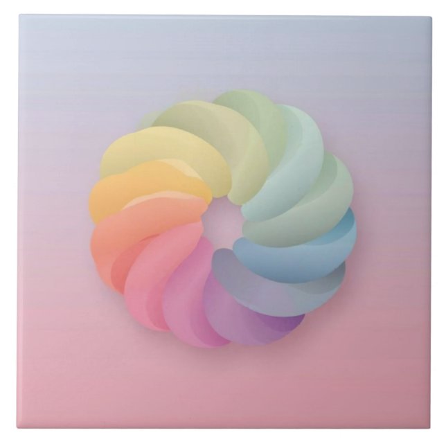 Soft Color Gradient swirl Ceramic Tile (Front)