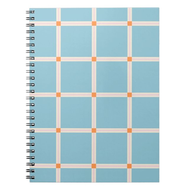 Soft Color Grid Pattern with Warm Accent Minimal Notebook (Front)