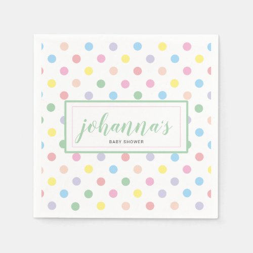 Soft Color Polka Dots Baby Shower Paper Napkins