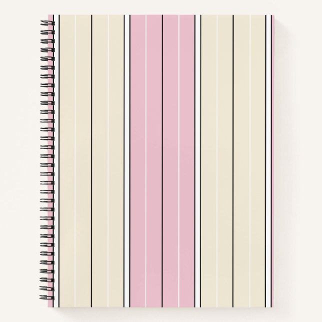 Soft Color Vertical Stripe Pattern Design Notebook (Front)
