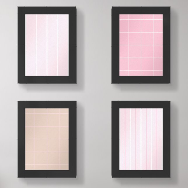 Soft Color Vertical Stripe Pattern Design Wall Art Sets (Front)