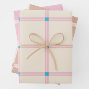 Soft Color Vertical Stripe Pattern Point Design Wrapping Paper Sheets