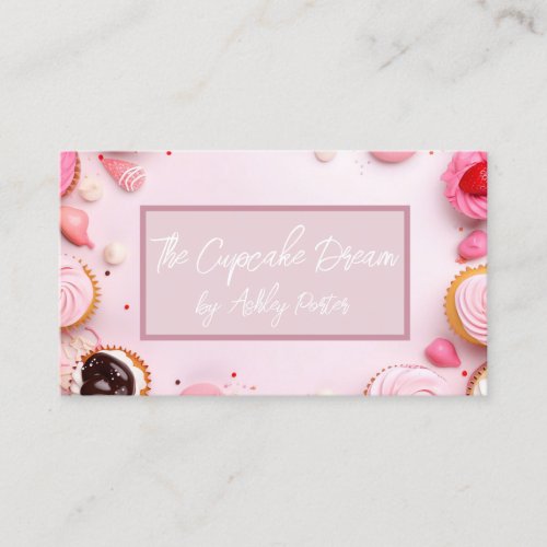 soft colored cupcakes and sweets bakery  business card