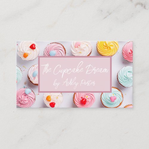 soft colored cupcakes bakery  business card