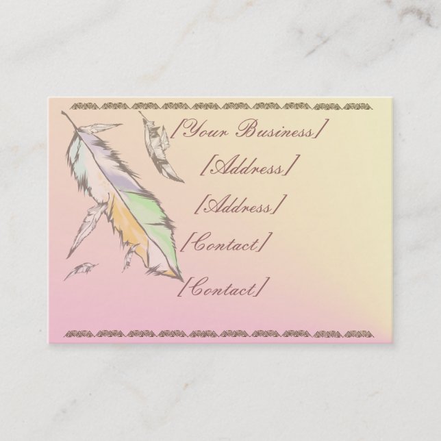 Soft Colored Feather Business Card (Front)