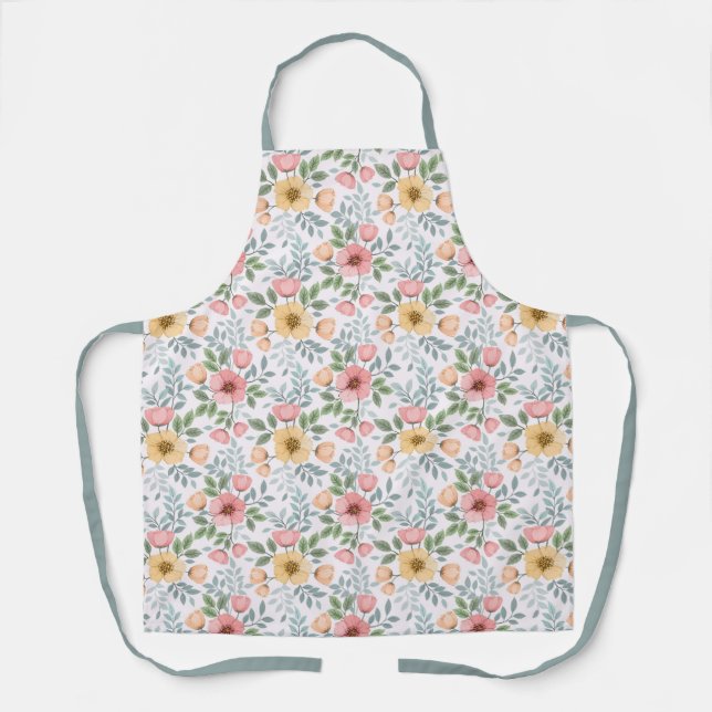 Soft Colored Flower Pattern Apron (Front)