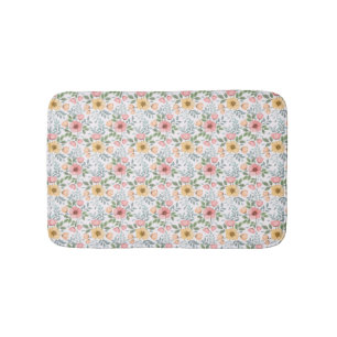 Soft Colored Flower Pattern Bath Mat