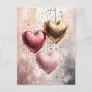 Soft colored glitter Hearts  Valentine's Greeting Postcard