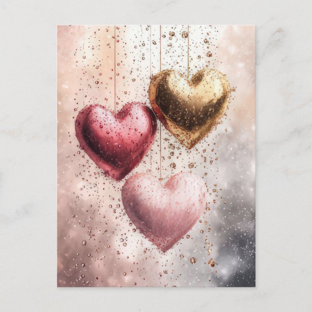 Soft colored glitter Hearts  Valentine's Greeting Postcard (Front)
