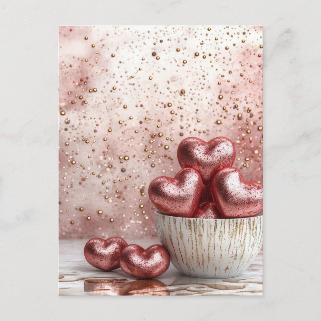 Soft colored glitter Hearts  Valentine's Greeting Postcard (Front)