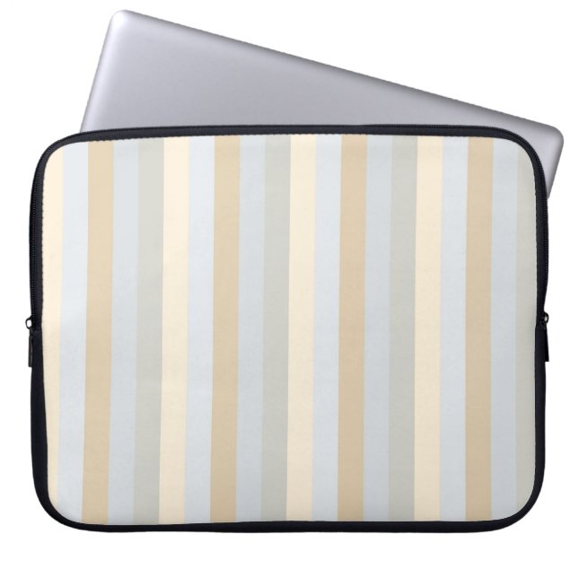 Soft Colored Greys Vertical Stripes Laptop Sleeve (Front)