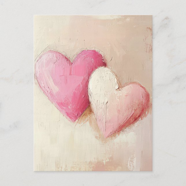 Soft colored Hearts  Valentine's Greeting Postcard (Front)