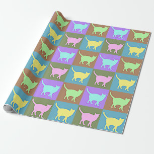 Soft Colored Pop Art Cats Wrapping Paper