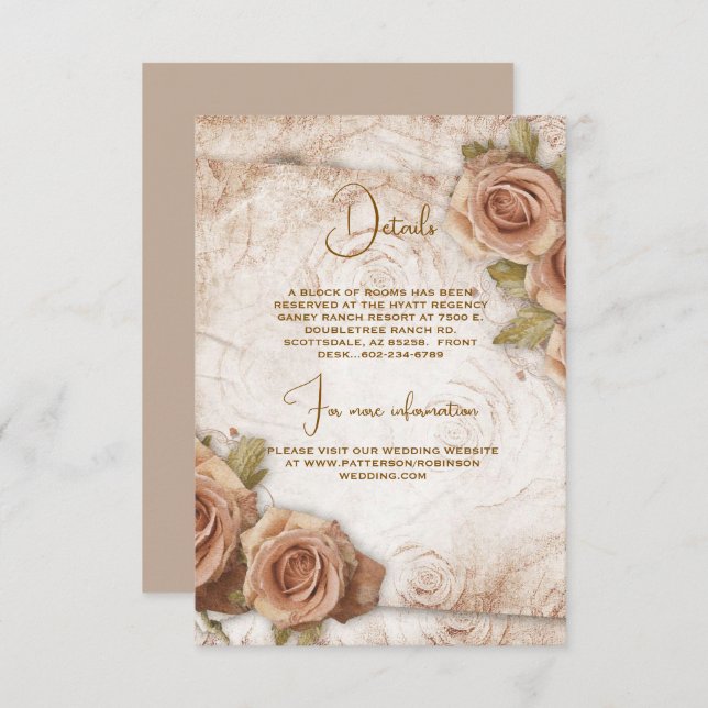 Soft Colored Roses Wedding  Enclosure Card (Front/Back)