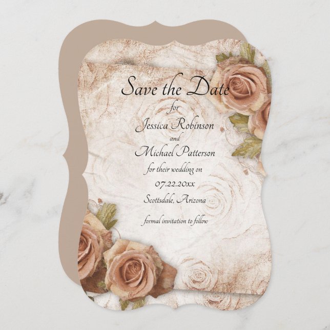 Soft Colored Roses Wedding Save The Date (Front/Back)